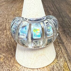 Thailand Sterling Silver Abalone Inlay Statement Ring